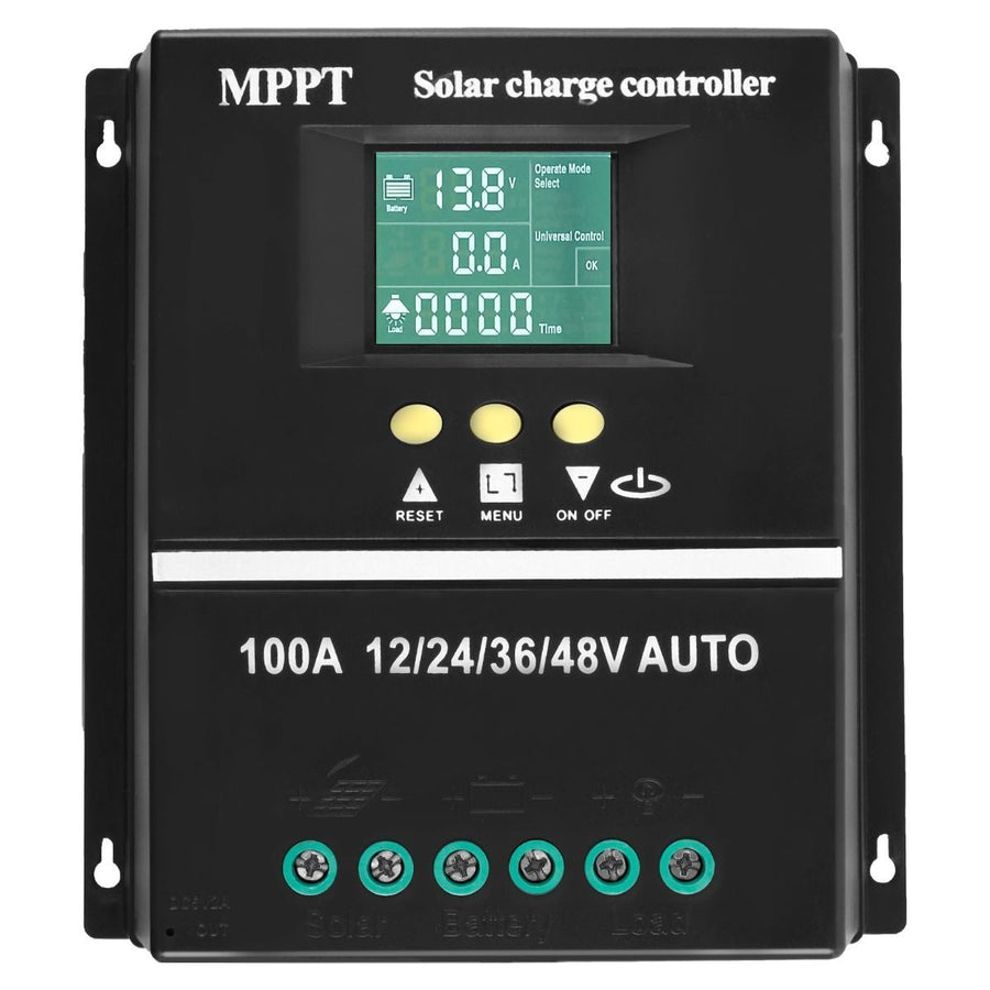 MPPT 36V/48V/24V/12V Solar Charge Controller Tools LCD Dual USB Lead Acid Lithium Batteries Quick Charger - Black - Size 100A