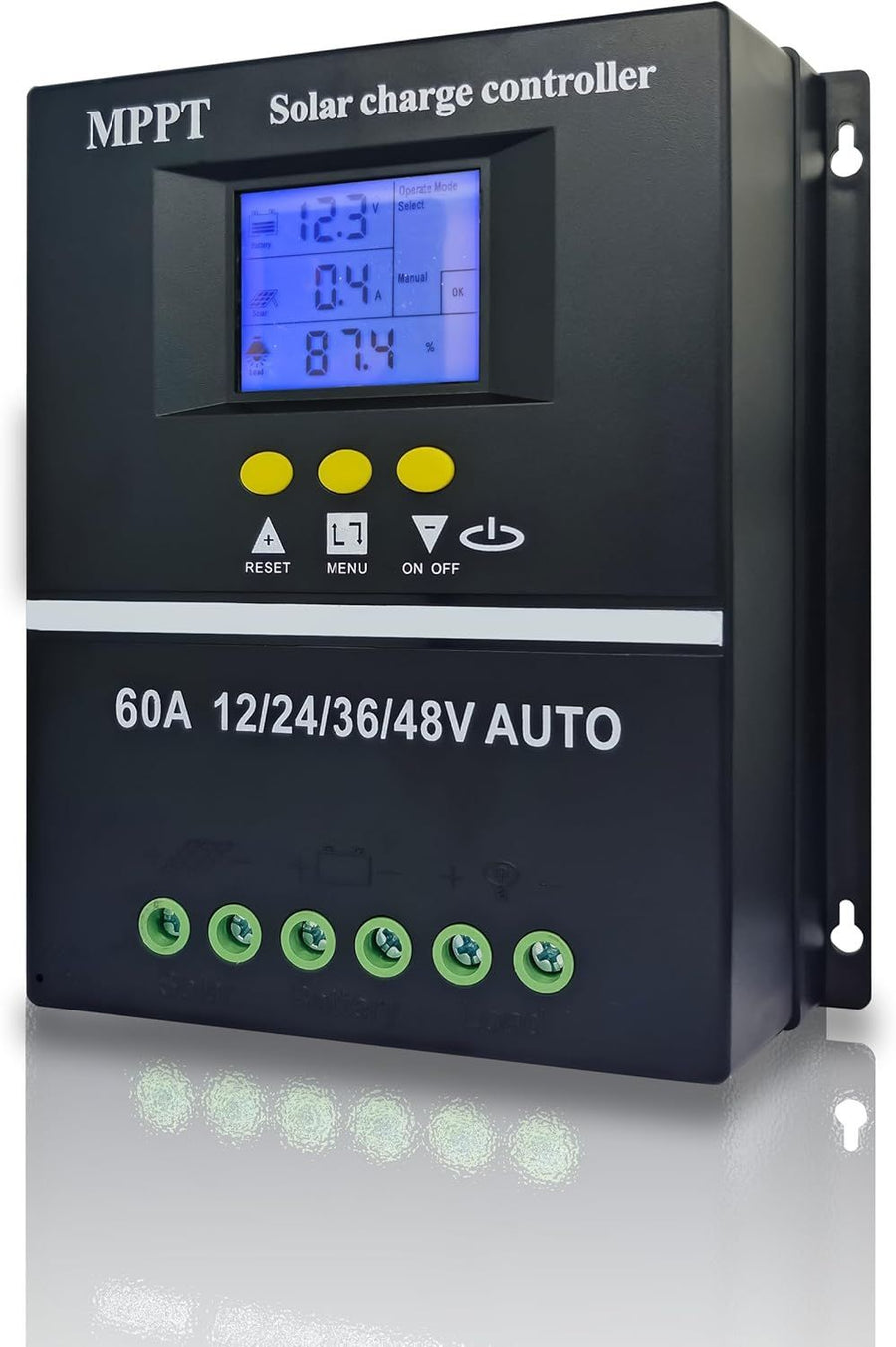 MPPT 36V/48V/24V/12V Solar Charge Controller Tools LCD Dual USB Lead Acid Lithium Batteries Quick Charger - Black - Size 60A