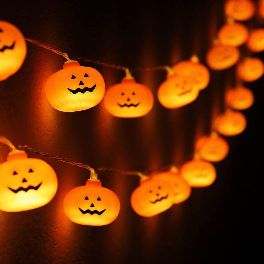 Halloween LED Lights Pumpkin String Lights Battery-Powered Lights Waterproof - Yellow - Size 1.5m 10-LED light
