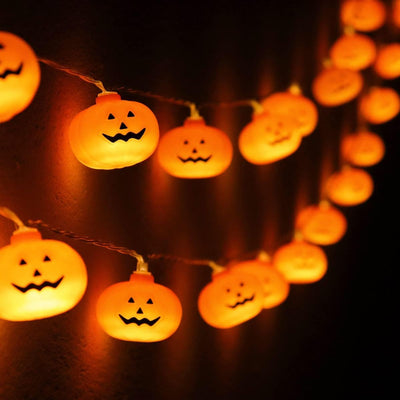 Halloween LED Lights Pumpkin String Lights Battery-Powered Lights Waterproof - Yellow - Size 6m 40-LED light