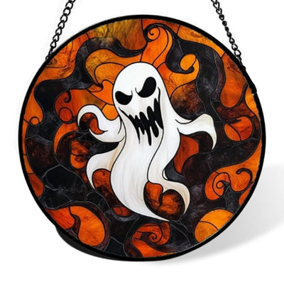 Stained Glass Window Hanging-Halloween Decorations Pumpkin Suncatcher, Fordoorsgar Denindoor Spooky Funny Sun Catchers Gothic Decor Horror Womenmen Friend - A - Size 30cm*30cm