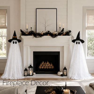 2Packs Halloween Decorations Outdoor,Halloweens Party Decoration Indoor,Spooky Ghost with Remote Control String Lights,Halloween-Ghost Lights for Porches Yards Gardens Lawn