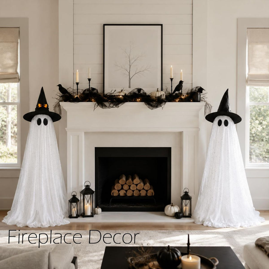 2Packs Halloween Decorations Outdoor,Halloweens Party Decoration Indoor,Spooky Ghost with Remote Control String Lights,Halloween-Ghost Lights for Porches Yards Gardens Lawn