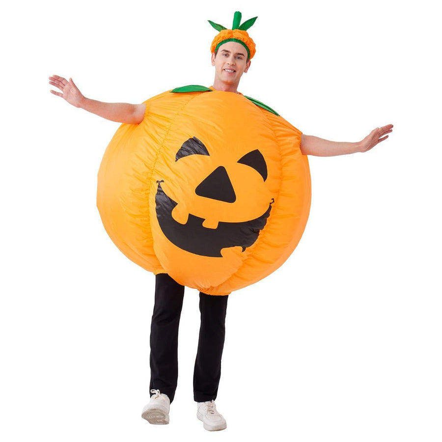 Pumpkin Inflatable Costume Blow up Costume Orange Fancy Dress Adult Jumpsuit Halloween Cosplay Outfit Gift