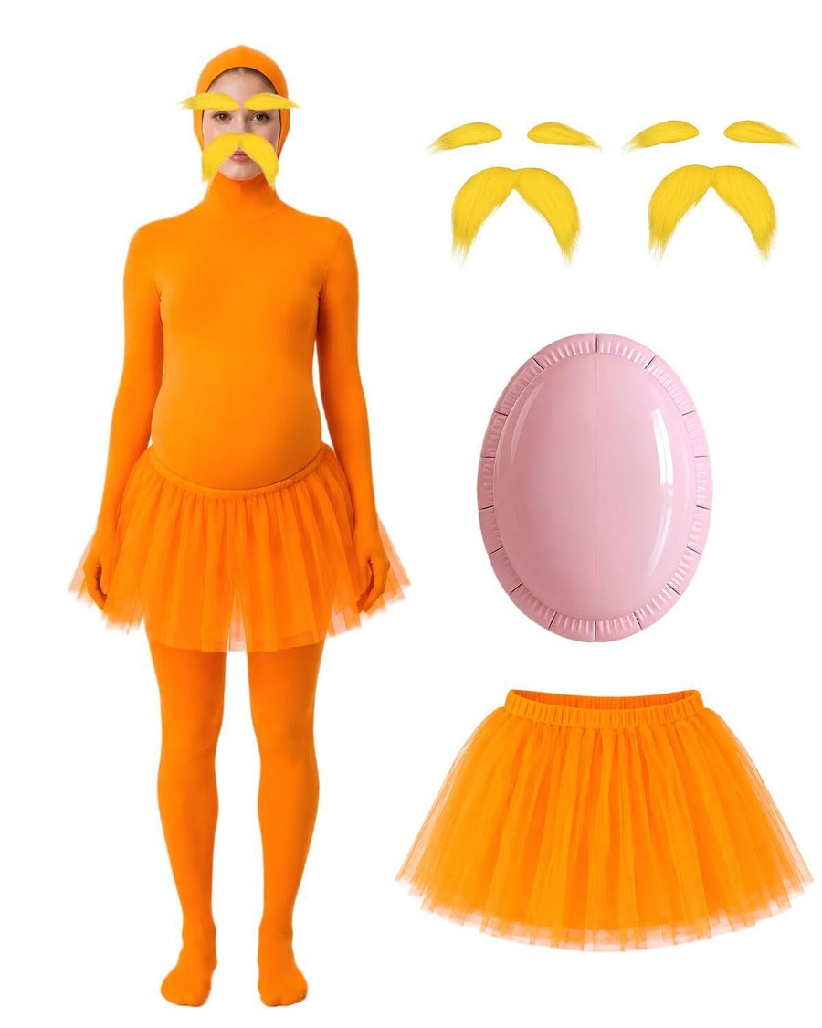 Orange Jumpsuit Ballet Skirt Fake Belly Costume Set Halloween Costume Costume Kids - Orange - Size S