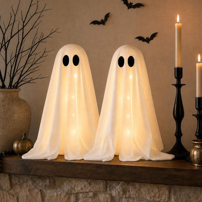 Halloween Decorations -2 Packs Spooky Light Up Ghosts with Lights | Scary Ghost for Halloween Decor Indoor Party Home Table Room Kitchen and Fireplace Decor