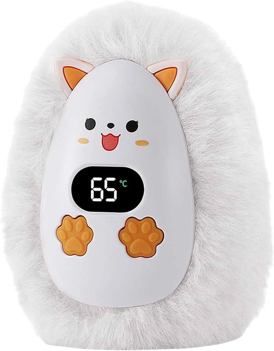 Rechargeable Hand Warmer Plush Animal Hand Warmer USB Hand Warmer 3-Setting - White - Size Fits Adult Hands