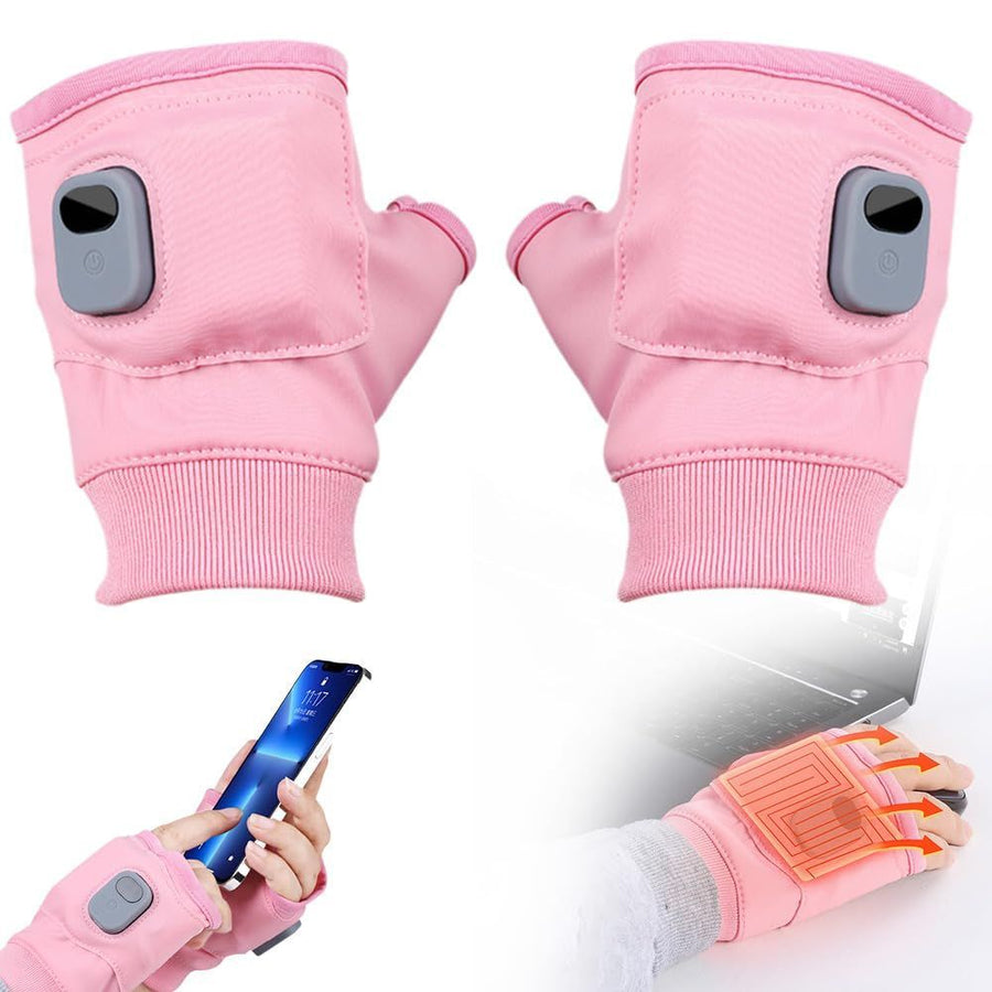 Rechargeable Wireless Heated Gloves Women'S Heated Gloves Fingerless Heated - Pink - Size Fits Adult Hands