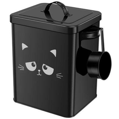 Cat Food Storage Container, 6L/202OZ Large Capacity Pet Food Storage Bin with Airtight Lid and Scoop, Metal Pet Storage Bucket, Portable Cute Cat Treat Container for Home Travels