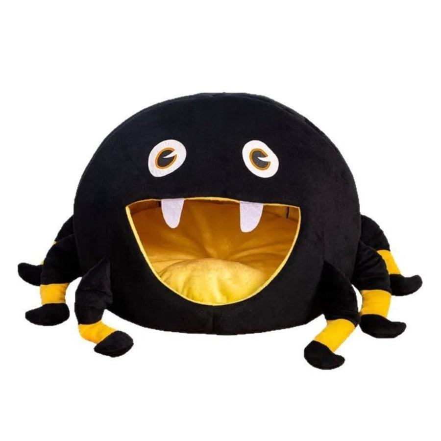 Black Spider Cat Nest Halloween Puppy Cave Warm Kitten Bed with Removable Washable Cushion