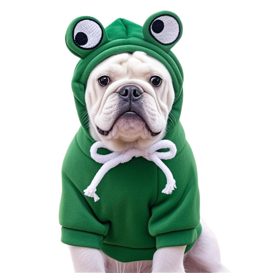 Dog Hoodie Frog-Themed Autumn Winter Pet Clothing Small Medium Dogs Soft - Green - Size XXL
