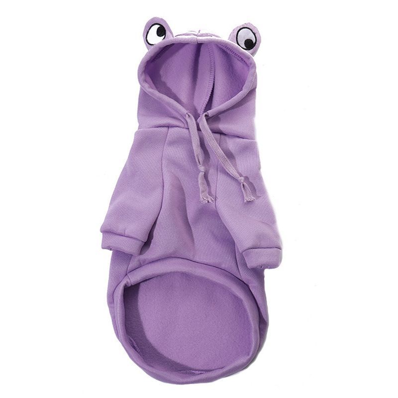 Dog Hoodie Frog-Themed Autumn Winter Pet Clothing Small Medium Dogs Soft - Purple - Size XL