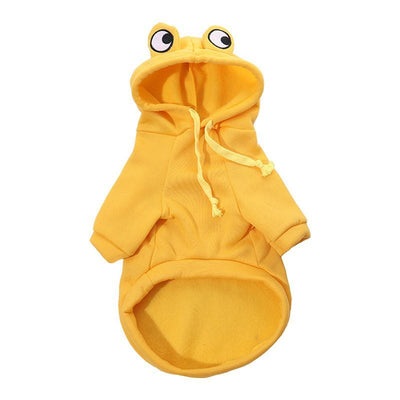 Dog Hoodie Frog-Themed Autumn Winter Pet Clothing Small Medium Dogs Soft - Yellow - Size M