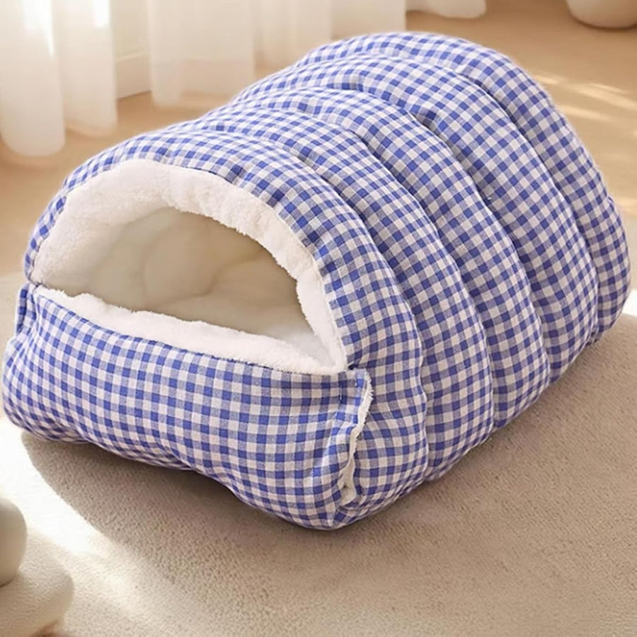 Cozy Monster Cat Bed, Cave Style Pet Bed, Cat Beds for Indoor Cats, Cat Cave Bed Cat Tent with Removable Cushion, Warm Cave Nest Sleeping Bed Puppy House for Cats Small Dogs - Blue - Size 30cm*28cm*20cm