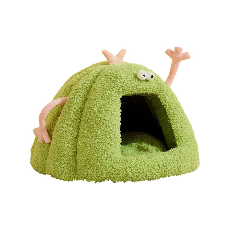 Winter Warm Cats Bed Cartoon Theme Design Highly Density Removable Cover Shelter House Rest Bed for Small Breeds Winter Warm Cats House - Green - Size 60cm*45cm