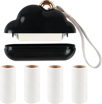 Mini Lint Roller Travel Size, Reusable Lint Roller for Travel, Pet Hair Remover Portable Lint Roller for Clothes with 150 Sheets Refillable - Black - Size 10cm