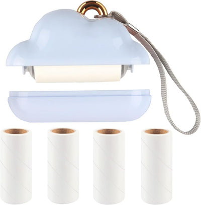 Mini Lint Roller Travel Size, Reusable Lint Roller for Travel, Pet Hair Remover Portable Lint Roller for Clothes with 150 Sheets Refillable - Blue - Size 10cm