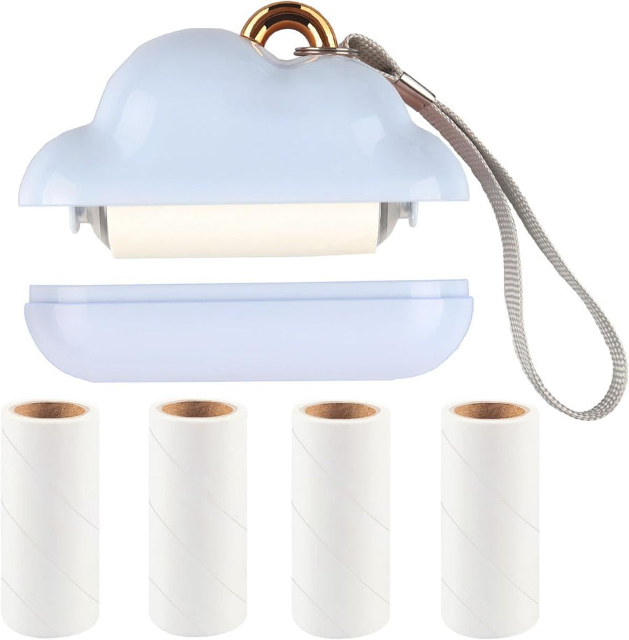 Mini Lint Roller Travel Size, Reusable Lint Roller for Travel, Pet Hair Remover Portable Lint Roller for Clothes with 150 Sheets Refillable - Blue - Size 10cm