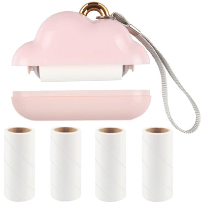 Mini Lint Roller Travel Size, Reusable Lint Roller for Travel, Pet Hair Remover Portable Lint Roller for Clothes with 150 Sheets Refillable - Pink - Size 10cm