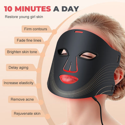 LED Facial Mask Beauty Device Skin Rejuvenation Firm Contours Fade Fine Lines