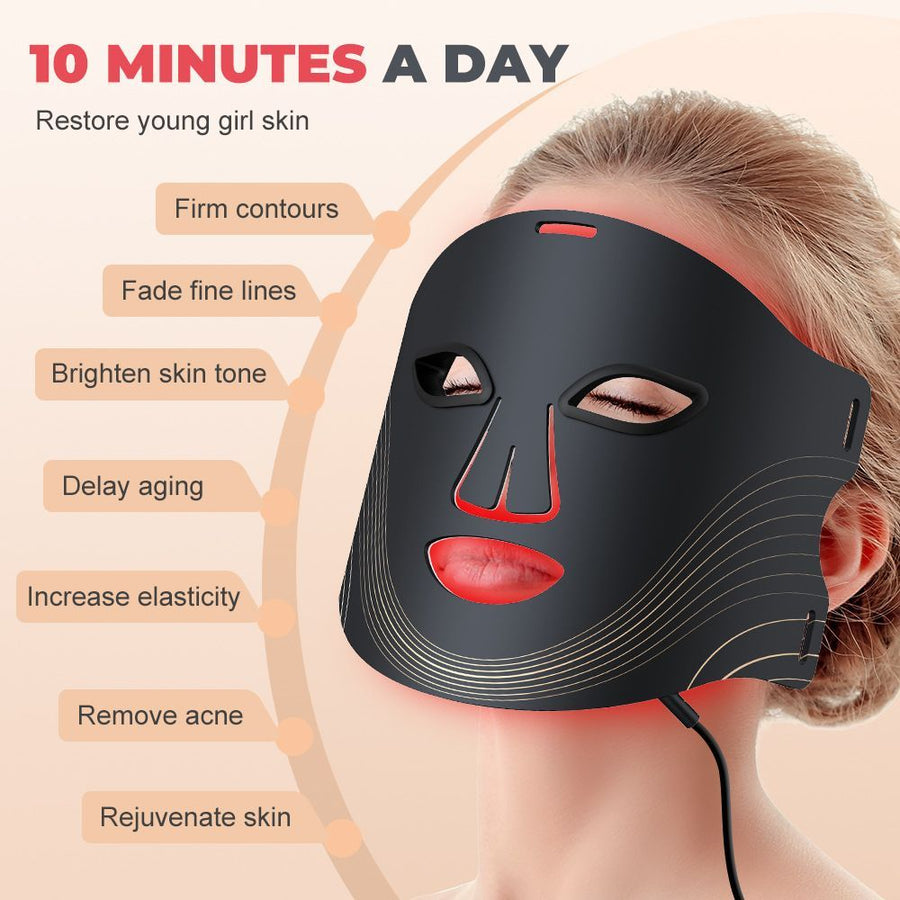 LED Facial Mask Beauty Device Skin Rejuvenation Firm Contours Fade Fine Lines