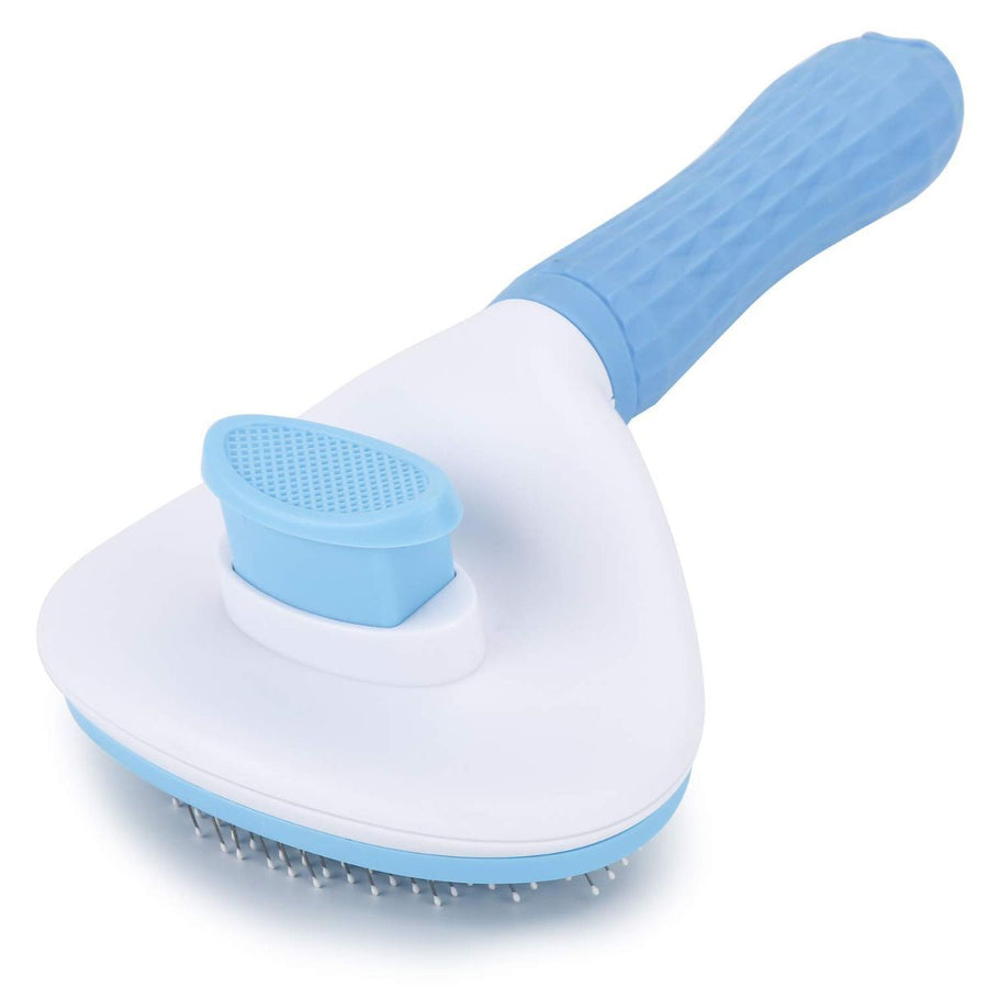 Self-Cleaning Pet Brush Pet Grooming Brush Remove Loose Undercoat Pet Massage - Blue - Size 7.7in
