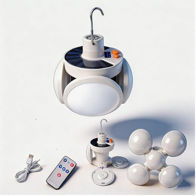 Solar Bulb Light LED Light Solar Panel Lithium Batteries 5 Working Modes USB