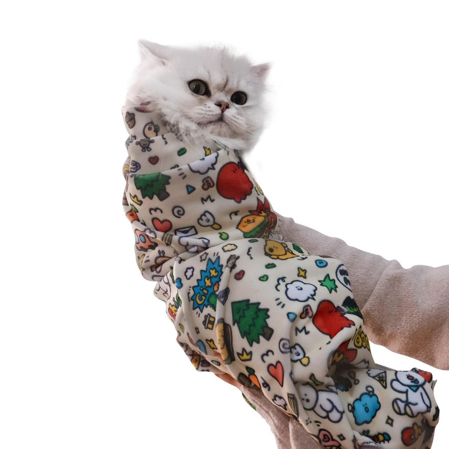 Cat Grooming Wrap Cat Nail Clipping Cat Grooming Supplies Cat Care Anti-Scratch - Multi-color - Size 21.7