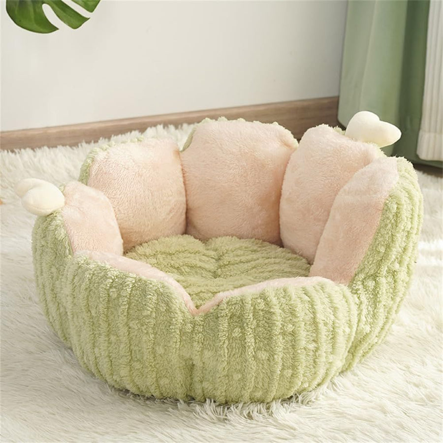 Cactus Cat Beds for Indoor Cute Cactus Fluffy Puppy Bed Squishmall Pet Bed with Removable & Washable Cushion Pillow Cat House Bed Warm Sleeping Bed for Cats Small Dogs - Green - Size 45cm