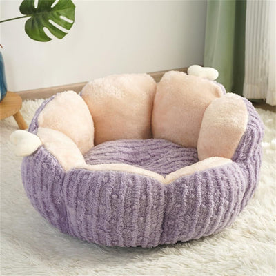Cactus Cat Beds for Indoor Cute Cactus Fluffy Puppy Bed Squishmall Pet Bed with Removable & Washable Cushion Pillow Cat House Bed Warm Sleeping Bed for Cats Small Dogs - Purple - Size 60cm