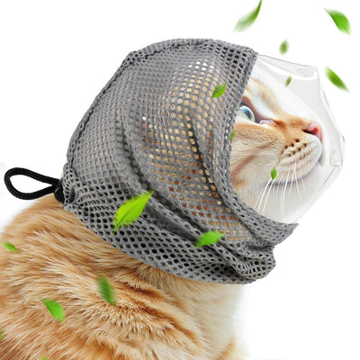 Adjustable Cat Muzzle Cat Grooming Prevent Biting Breathable TPU Cat Nail