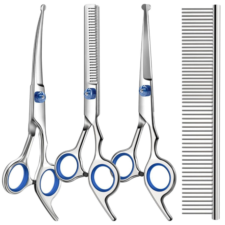 Dog Grooming Scissors Cat Grooming Scissors 4-In-1 Grooming Set Pet Grooming - Blue