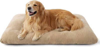 Washable Dog Bed for Crate, Giant Comfort Fluffy Plush Pet Pillow Bed Kennel Pad with Non-Slip Bottom, Machine Washable Pet Sleeping Mat for Jumbo - Brown - Size 35"L x 23"W x 3"Th