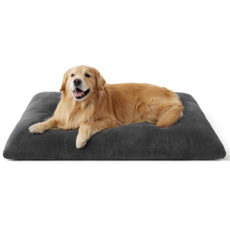 Washable Dog Bed for Crate, Giant Comfort Fluffy Plush Pet Pillow Bed Kennel Pad with Non-Slip Bottom, Machine Washable Pet Sleeping Mat for Jumbo - Dark Gray - Size 35"L x 23"W x 3"Th
