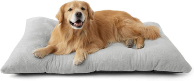 Washable Dog Bed for Crate, Giant Comfort Fluffy Plush Pet Pillow Bed Kennel Pad with Non-Slip Bottom, Machine Washable Pet Sleeping Mat for Jumbo - Gray - Size 24"L x 17"W x 3"Th