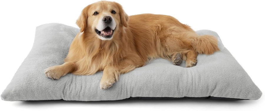 Washable Dog Bed for Crate, Giant Comfort Fluffy Plush Pet Pillow Bed Kennel Pad with Non-Slip Bottom, Machine Washable Pet Sleeping Mat for Jumbo - Gray - Size 24"L x 17"W x 3"Th