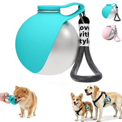 Portable Dog Water Bottle 2-In-1 Dog Water Dispenser Stainless Steel Pet Water