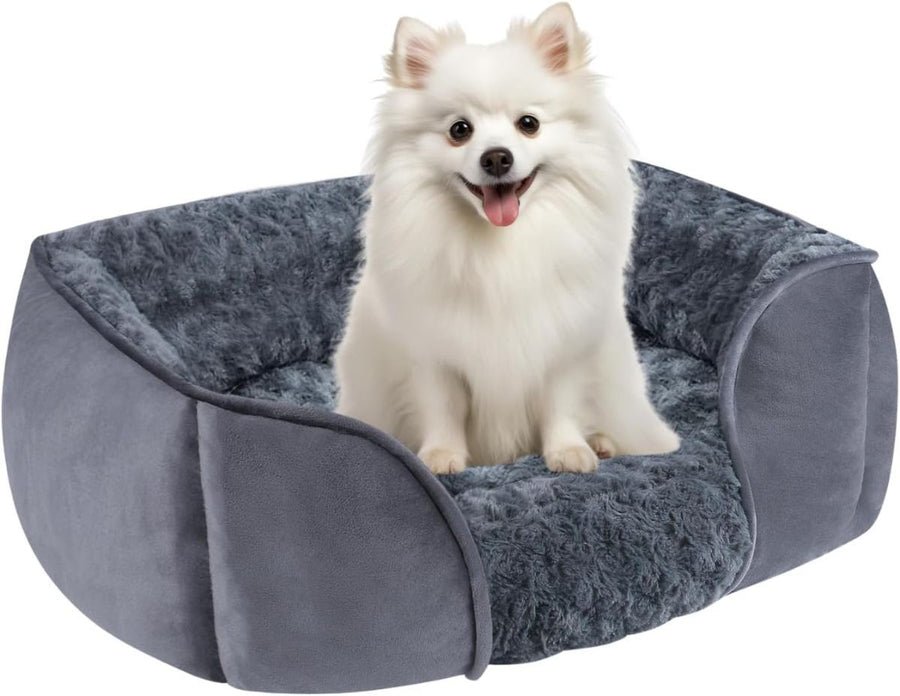 Dog Bed for Small Medium Dogs, Cat Bed for Indoor Cats. Washable Orthopedic Dog Bed. Removable Sleeping Mat, Durable Pet Bed with Anti-Slip Bottom - Dark Gray - Size 90cm*80cm
