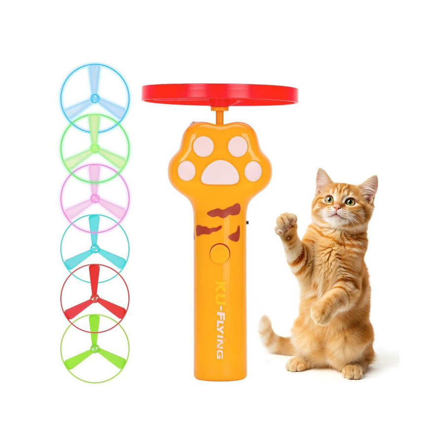 Cat Toy Dog Toy Rechargeable Disc Launcher Flying Spinners Interactive Pet