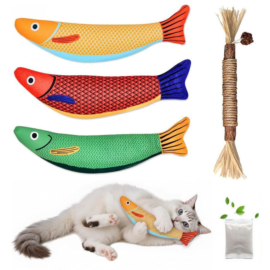 3 Cat Toys Australia Fish-Shaped Cat Toys Catnip Toys Cat Scratching Stick