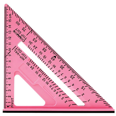 7 Inch Woodworking Triangle Ruler, Metric and Imperial Plastic Carpenter Square, Precision Right Angle Measuring Ruler, Clear Scale Square Protractor for Woodworking and Carpentry - Pink