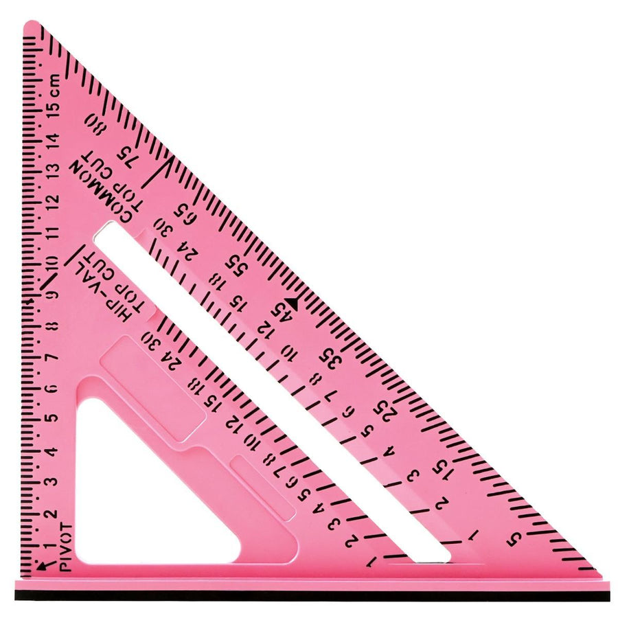 7 Inch Woodworking Triangle Ruler, Metric and Imperial Plastic Carpenter Square, Precision Right Angle Measuring Ruler, Clear Scale Square Protractor for Woodworking and Carpentry - Pink