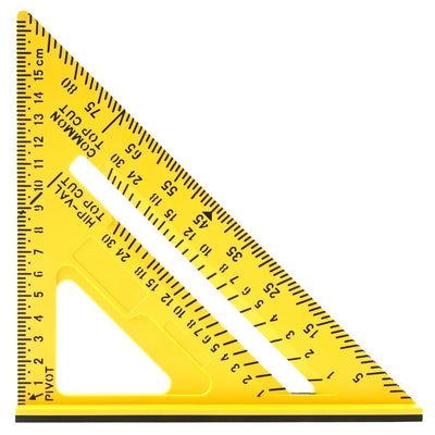 7 Inch Woodworking Triangle Ruler, Metric and Imperial Plastic Carpenter Square, Precision Right Angle Measuring Ruler, Clear Scale Square Protractor for Woodworking and Carpentry - Yellow