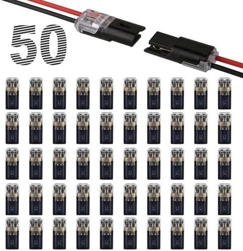 50PCS Push-in Wire Connector D1 D2 D3 Terminal Blocks, No Soldering Needed - Black - D2