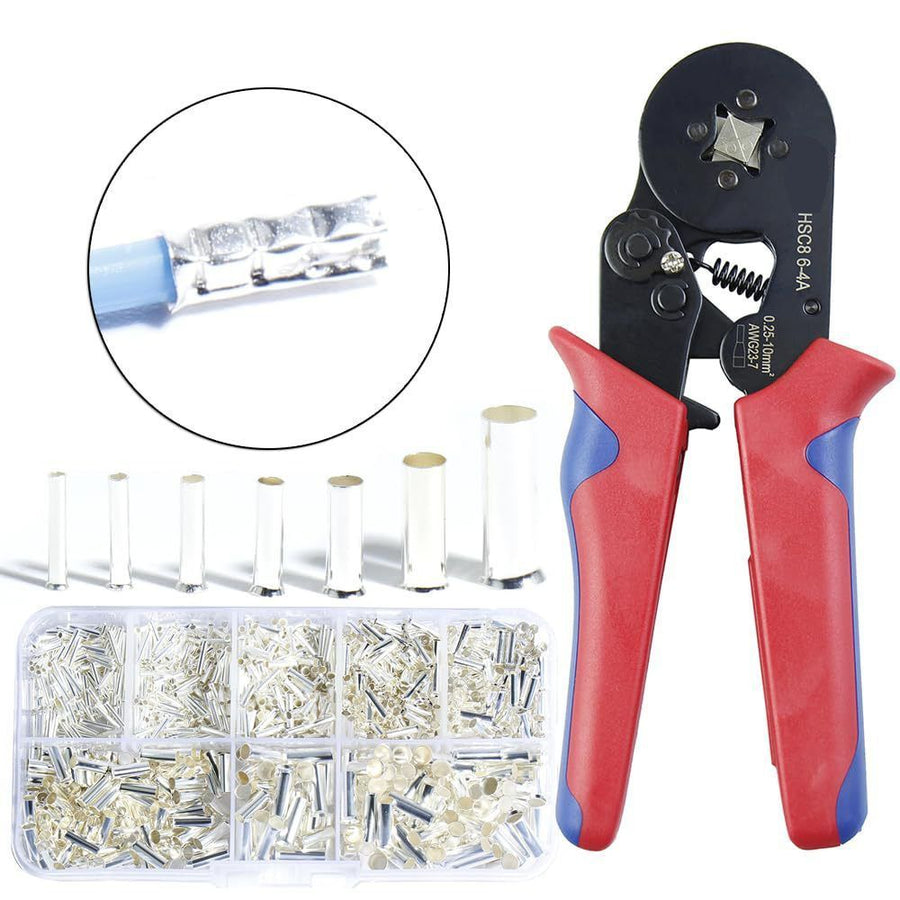 1100-Piece EN Tubular Bare Terminals and Crimping Pliers Set