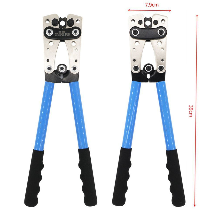 240pcs SC Open-Mouth Bare Copper Terminals + HS-50B Crimping Pliers Set - Gold - HS-50B Crimping Pliers