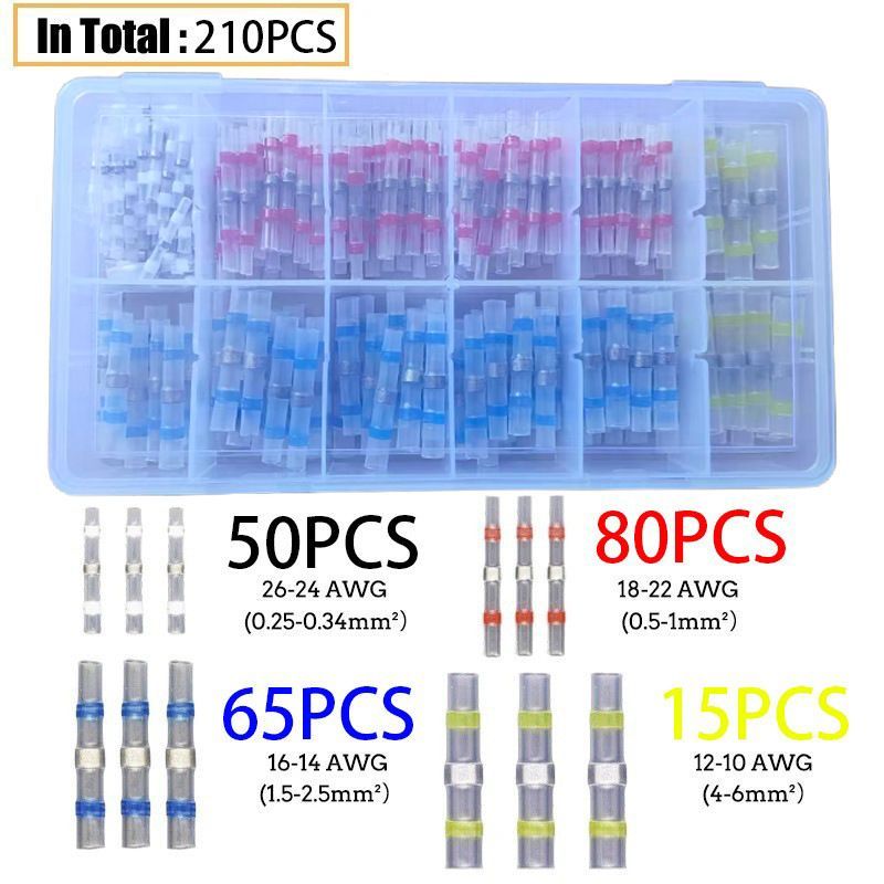 Solder Seal Wire Connectors Waterproof Connectors Heat Shrink Connectors 210pcs