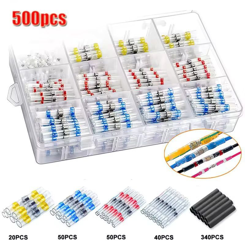 Waterproof Solder Ring Heat Shrink Middle Connector Solder Terminal Electrical - Multi - Size 500Pcs