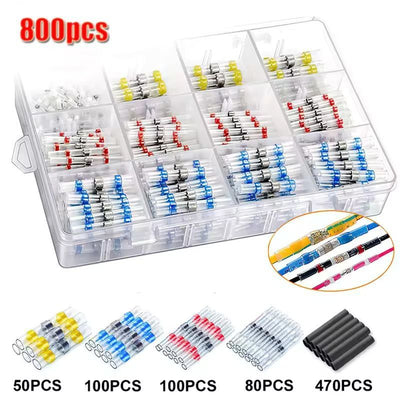 Waterproof Solder Ring Heat Shrink Middle Connector Solder Terminal Electrical - Multi - Size 800Pcs
