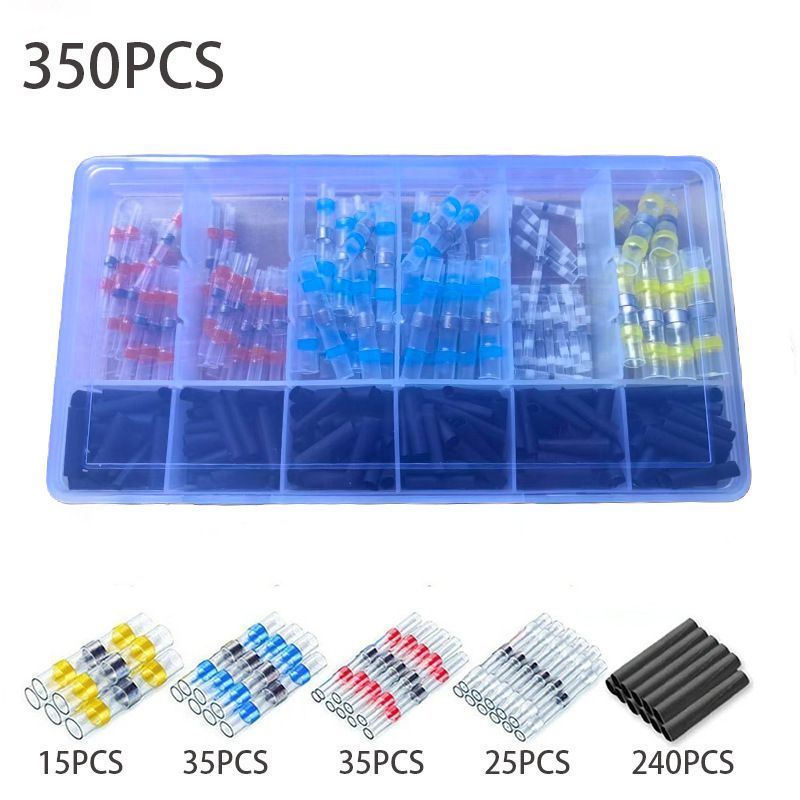 Solder Ring Wire Connectors Heat Shrink Butt Terminals Electrical Connector Kit - Multi - Size 350Pcs